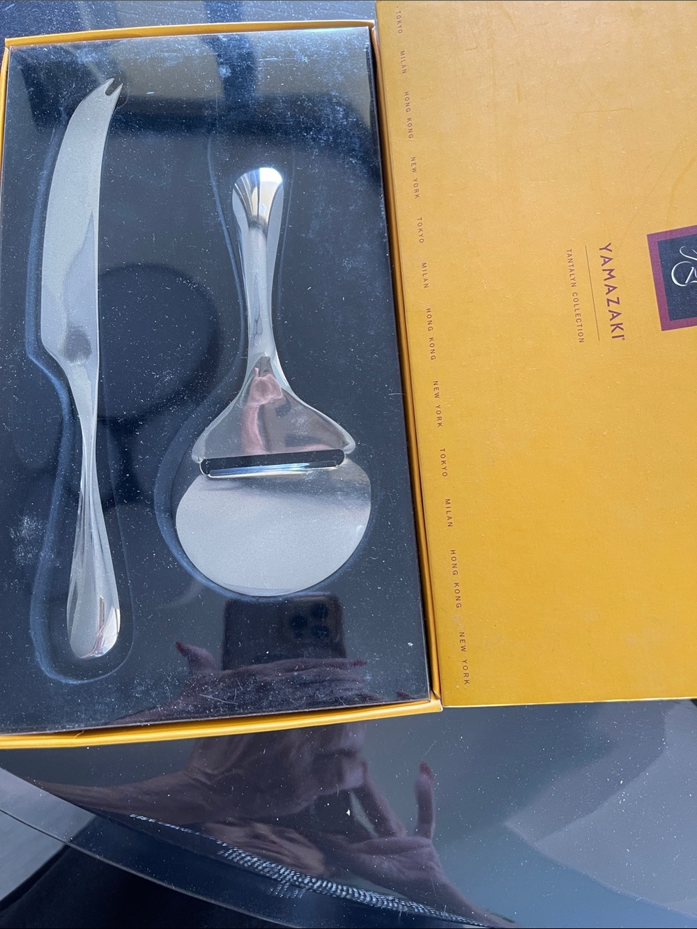 Yamazaki TANTALYN Stainless Steel Cheese Knife & Wheel Slicer Set - Silver NIB